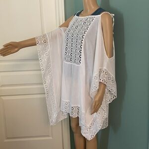 White Square-cut Relaxed Tunic or Beach Cover Up